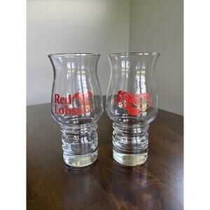 Vtg 1980's Red Lobster Restaurant Souvenir 16 oz Hurricane Glass Set of 2 G25